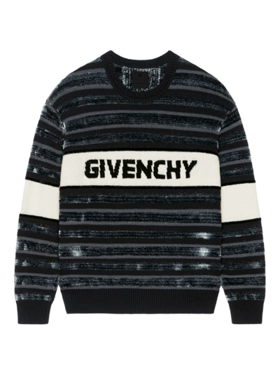 Givenchy Men's Sweater In Wool With Stripes In Black Grey