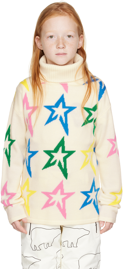 Perfect Moment Kids' Star-prit Knitted Jumper In Cream