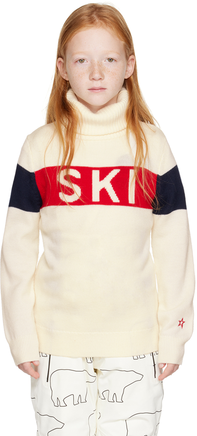 Perfect Moment Kids' Turtleneck Sweater In White