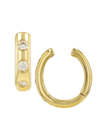 770 Fine Jewelry Women's Inlay 14k Yellow Gold & 0.08 Tcw Diamond Ear Cuff
