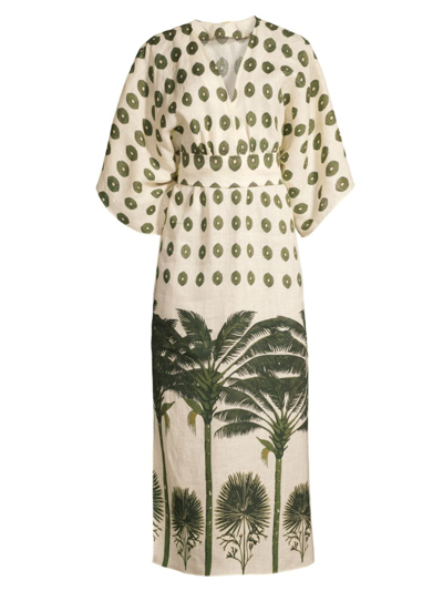 Juan De Dios Women's Topacio Palm-print Maxi Dress In Cream Green Palms