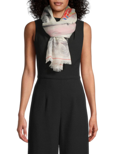 Alexander Mcqueen Women's Double X-ray Skeleton Wool Scarf In Ivory Red