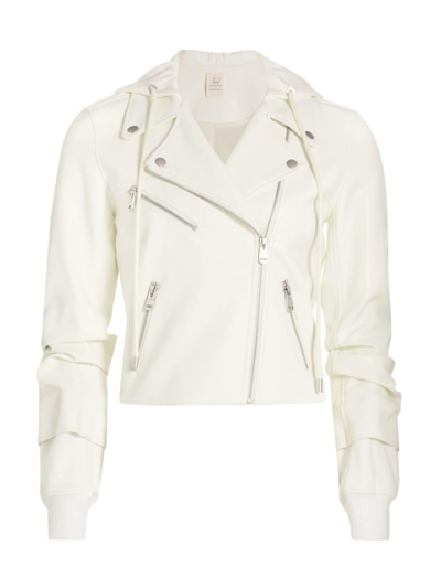 Cinq À Sept Women's Evie Faux Leather Hooded Moto Jacket In Ivory Ivory