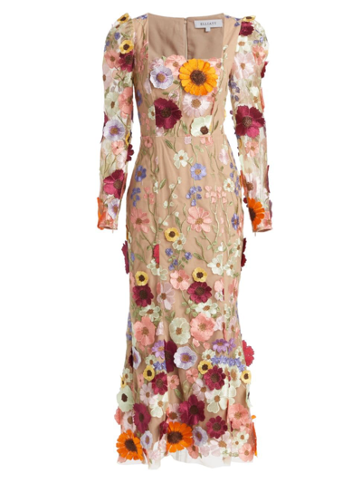 Elliatt Women's Rumi Floral-embroidered Midi-dress In Neutral