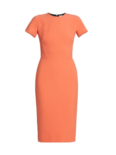 Victoria Beckham Women's Short Sleeve Wool-blend Midi-dress In Orange
