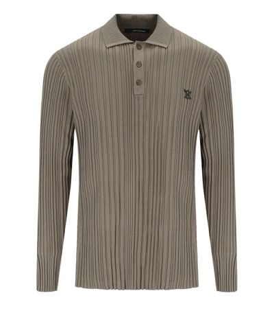 Daily Paper Rashiem Brown Long Sleeve Poloshirt In Beige