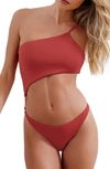 Vix Swimwear Sienna Deise Solid Cutout One-shoulder One-piece Swimsuit In Red