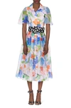 Carolina Herrera Button-front Floral-print Midi Dress With Tie Belt In Blush Multi