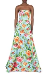 Carolina Herrera Strapless Floral Gown