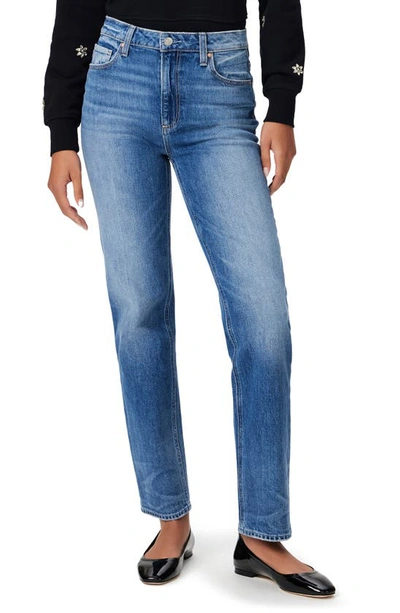 Paige Stella High Waist Straight Leg Jeans In Stronghold W/ Stacked Hem