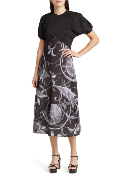 Ted Baker Magylee Floral Mixed Media Dress In Black