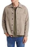 Frame Wool-blend Overshirt In Stone Beige