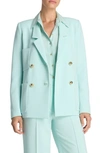 ST JOHN ST. JOHN COLLECTION DOUBLE BREASTED ITALIAN STRETCH CADY BLAZER