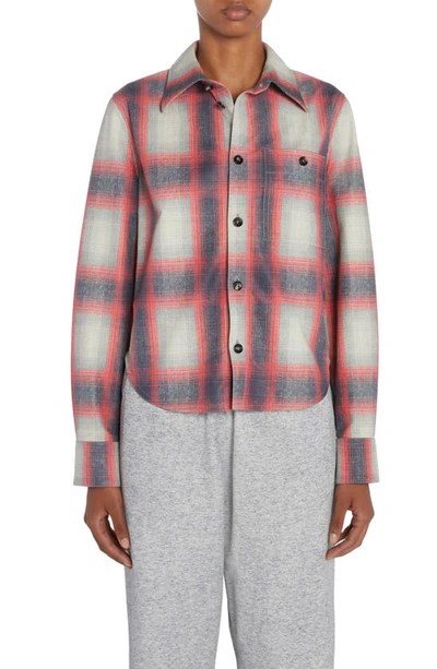 Bottega Veneta Check Print Leather Western Shirt In Multicoloured