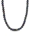 DELMAR STERLING SILVER 8–8.5MM BLACK CULTURED FRESHWATER PEARL NECKLACE