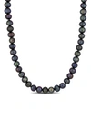 Delmar Sterling Silver 8–8.5mm Black Cultured Freshwater Pearl Necklace In Black