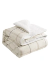 YMF LUCKY BRAND PLAID & REVERSIBLE FAUX SHEARLING 2-PIECE COMFORTER SET
