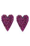 Effy 14k Rose Gold Pavé Pink Sapphire Heart Stud Earrings In Pink