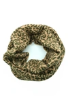 Portolano Leopard Print Infinity Scarf In Olive/ Camel