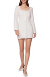 Lost + Wander Louise Long Sleeve Tweed Minidress In Off-white-multi