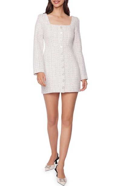 Lost + Wander Louise Long Sleeve Tweed Minidress In Off-white-multi