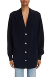 Chloé Knot-button Recycled Cashmere Cardigan In Iconic Navy