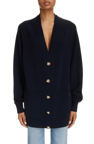 Chloé + Net Sustain Recycled Cashmere And Wool-blend Cardigan In Iconic_navy