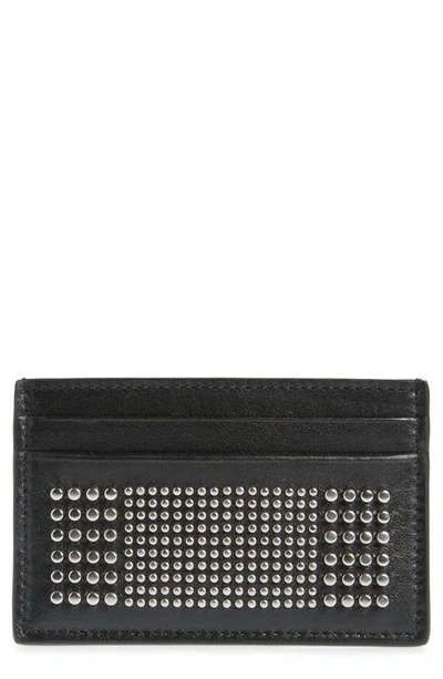 Alexander Mcqueen Studded Leather Card Holder In Black