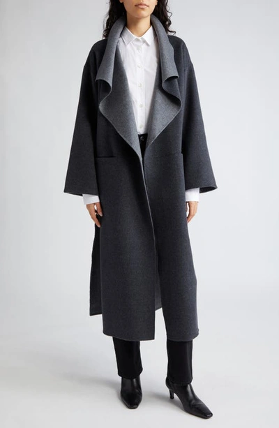 Totême Signature Wool-cashmere Coat In Dark Grey Melange