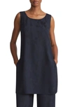 Lafayette 148 Mercerized Cotton Ribbed Tunic In Navy