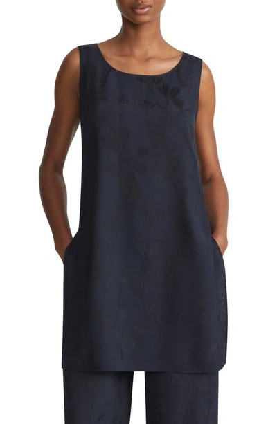 Lafayette 148 Mercerized Cotton Ribbed Tunic In Navy