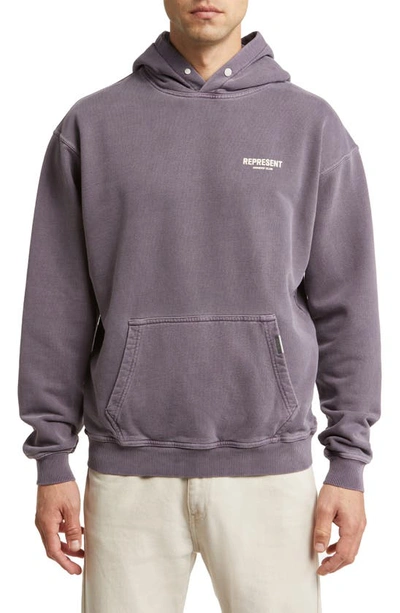 Represent Owners Club Logo-print Cotton Hoodie In Pink & Purple