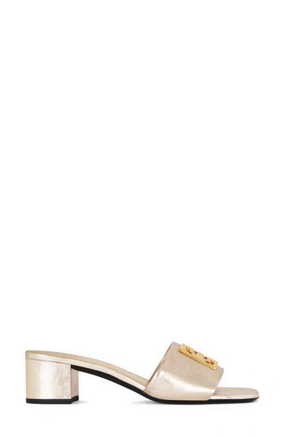 Givenchy 4g Block Heel Slide Sandal In Dusty Gold