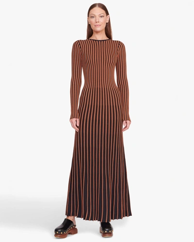 Staud Selma Dress In Tan/black