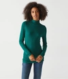 Michael Stars Gail Ribbed Turtleneck Top In Ivy