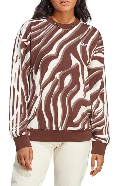 Adidas Originals Animal Abstract Sweatshirt In Brown
