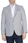 Tailorbyrd Regent Grey Windowpane Notch Lapel Linen Blend Sport Coat In Regent Grey