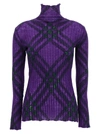 BURBERRY CHECK SWEATER SWEATER, CARDIGANS PURPLE