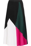 PROENZA SCHOULER Color-block pleated knitted midi skirt