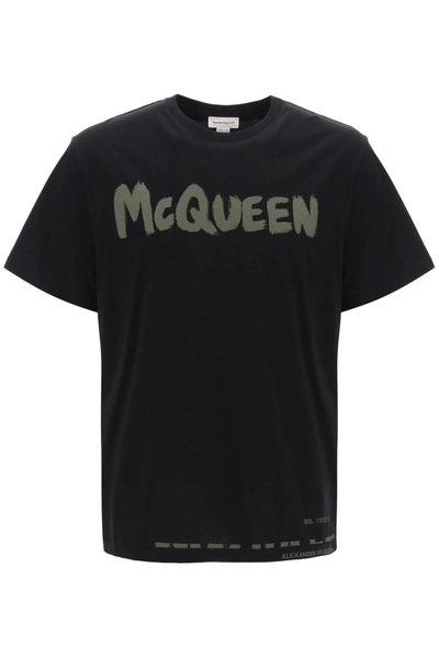 Alexander Mcqueen Mcqueen Graffiti T-shirt Men In Black