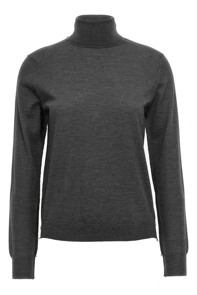 Maison Margiela Grey Stitching Wool Turtleneck Sweater