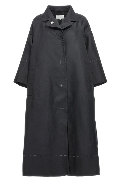 Maison Margiela Contrast Stitching Silk Coat Coats, Trench Coats Black