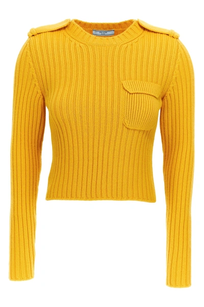 Prada Women Wool And Cachemire Sweater In Yellow