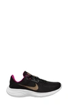 Nike Flex Experience Athletic Sneaker In Black/ Gold/ White/ Fireberry