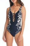 BLEU BY ROD BEATTIE CIAO BELLA LACE-UP ONE-PIECE SWIMSUIT