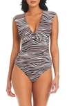 Bleu By Rod Beattie Animal Instinct Cap Sleeve One-piece Swimsuit In Pecan