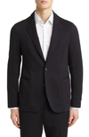 Emporio Armani Rice Stitch Sport Coat In Solid Black