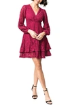 Gibsonlook Lace Long Sleeve Fit & Flare Minidress In Winterberry