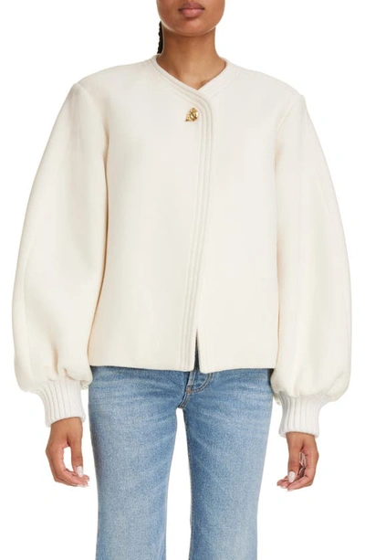 Chloé Iconic Soft Wool Balloon-sleeve Jacket In Eden_white