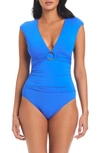 Bleu By Rod Beattie Ring Me Up Cap Sleeve One-piece Swimsuit In Aegean Bleu